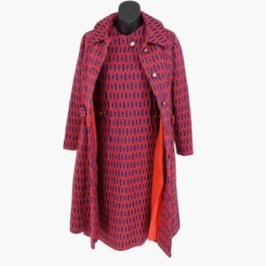 Vintage 60's Rona Shift dress with Matching Coat Jacket Women's Size Medium Red